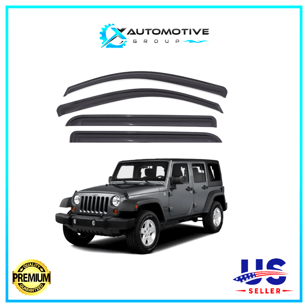 Black Window Vent Visor Rain Guards Deflectors For 2007-2017 Jeep Wrangler - XAutomotive GroupBlack Window Vent Visor Rain Guards Deflectors For 2007-2017 Jeep WranglerWINDOW VENT VISORXAUTOvariant_barcode#Image #1