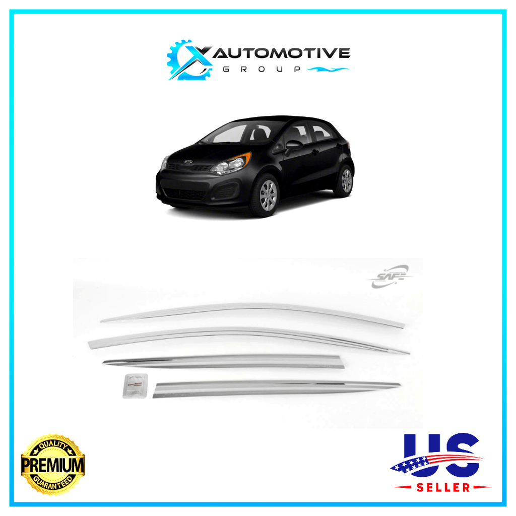 Chrome Window Vent Visor Rain Guards Deflectors for KIA RIO HATCHBACK 2012-2017 - XAutomotive GroupChrome Window Vent Visor Rain Guards Deflectors for KIA RIO HATCHBACK 2012-2017XAUTOvariant_barcode#Image #1