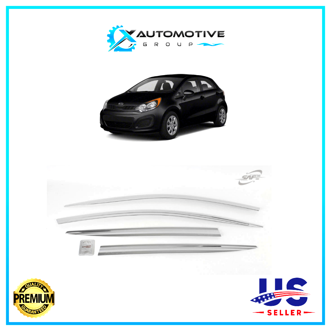 Chrome Window Vent Visor Rain Guards Deflectors for KIA RIO HATCHBACK 2012-2017 - XAutomotive GroupChrome Window Vent Visor Rain Guards Deflectors for KIA RIO HATCHBACK 2012-2017XAUTOvariant_barcode#Image #1