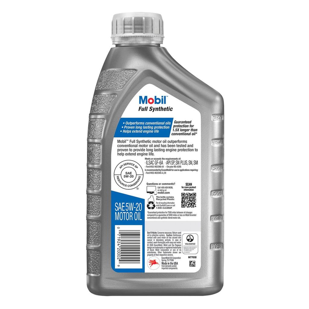 Mobil Full Synthetic Motor Oil 5W-20, 1 Qt, Case/6 - XAutomotive GroupMobil Full Synthetic Motor Oil 5W-20, 1 Qt, Case/6Mobilvariant_barcode#Image #2