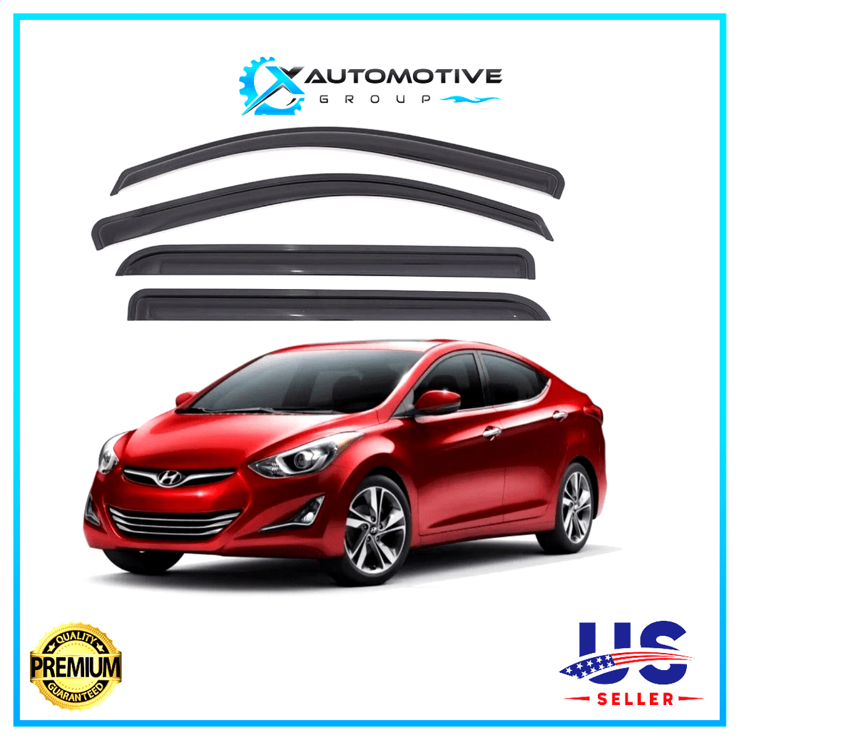 Window Sun Vent Visor Rain Guard Deflector for Hyundai Elantra 2011-2016 3M TAPE - XAutomotive GroupWindow Sun Vent Visor Rain Guard Deflector for Hyundai Elantra 2011-2016 3M TAPEWINDOW VENT VISORXAUTOvariant_barcode#Image #1