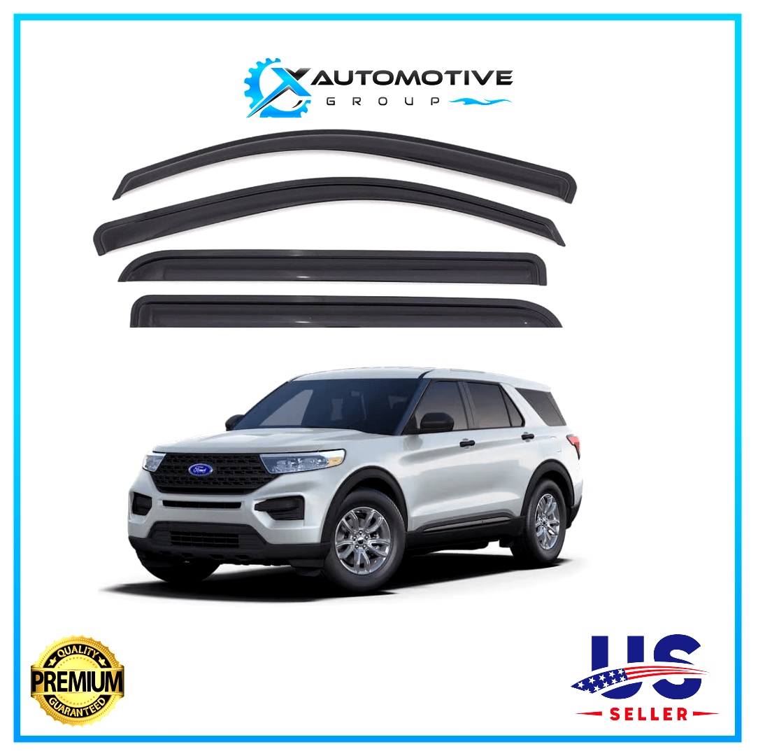 Black Window Vent Visors Rain Guards Deflector For Ford Explorer 2020-2026 - XAutomotive GroupBlack Window Vent Visors Rain Guards Deflector For Ford Explorer 2020-2026XAUTOvariant_barcode#Image #1