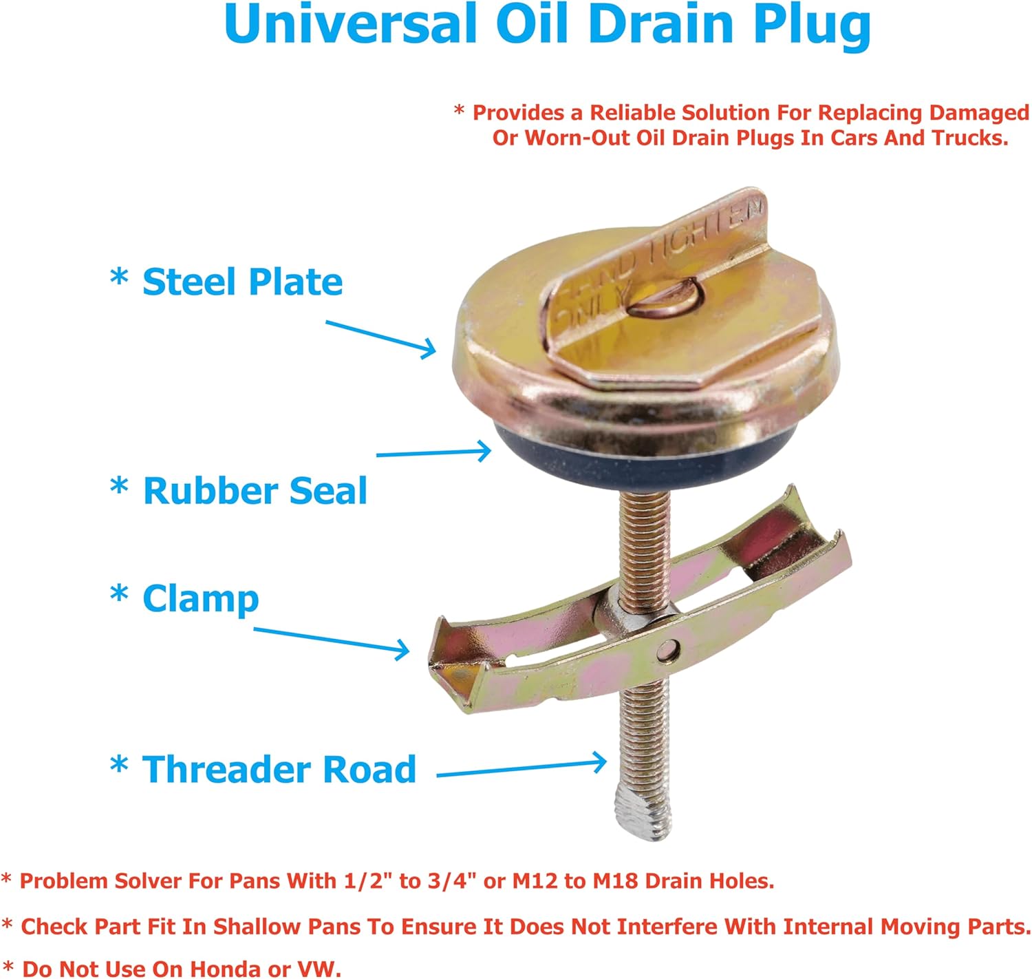 Universal Engine Oil Drain Plug 80-17 3pc 1/2" to 3/4" BUTTERFLY