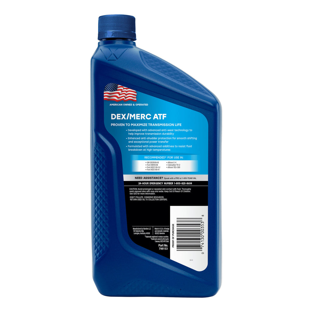Valvoline DEX/MERC Automatic Transmission Fluid, 6 Quarts Part no. 798153