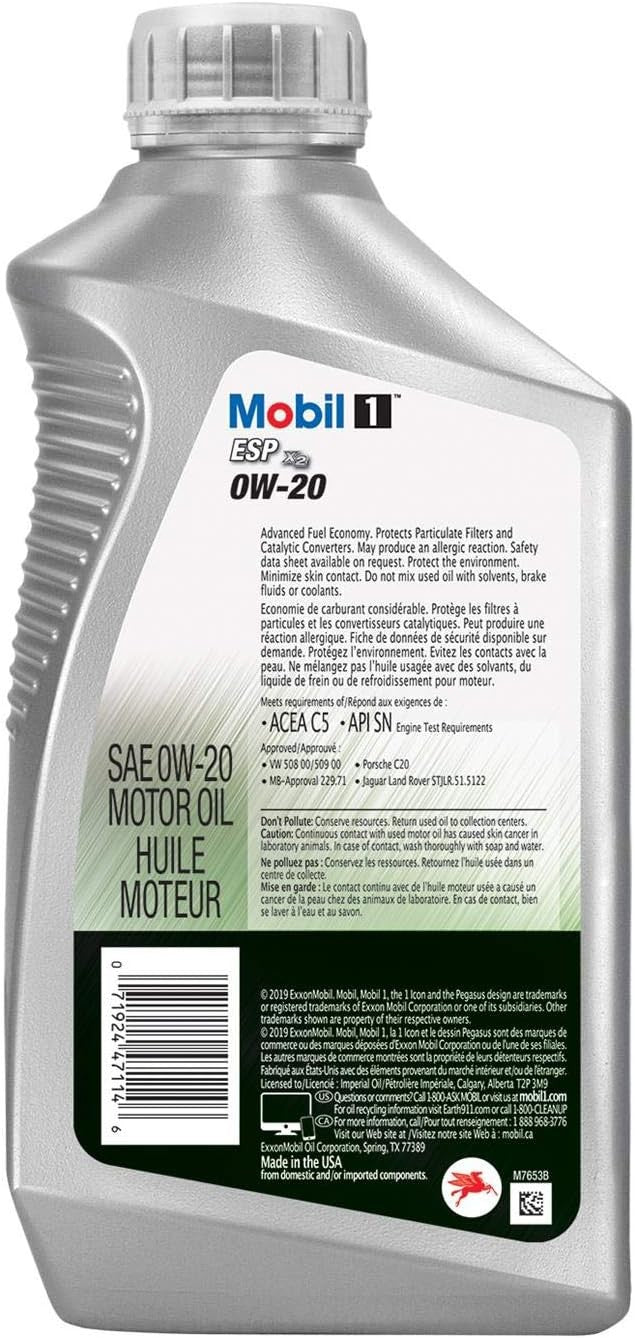 Mobil 1 ESP X2 Full Synthetic Motor Oil 0W-20, 1 Quart, Case of 6 DIESEL