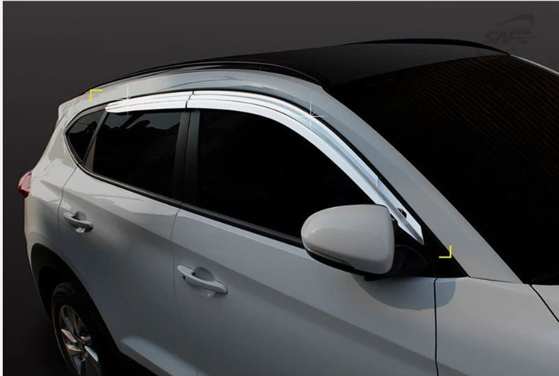 For Hyundai Tucson 2016-2019 Chrome Window Visors Rain Guard Window Deflector
